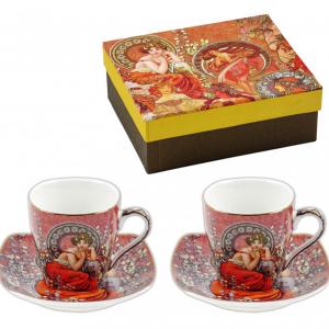 Mucha Espresso kávéskészlet  díszdobozban- 2 személyes - Topáz