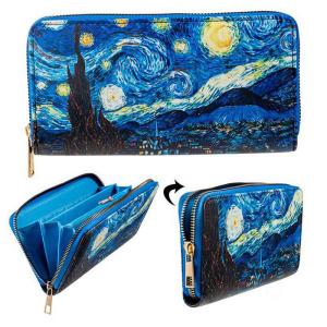 Van Gogh Csillagos éj műbőr, nagyméretű cipzáras pénztárca