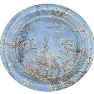 Van Gogh Mandulavirágzás vagy Íriszek kerek üveg tortatál / kínálótál - 37,5 cm