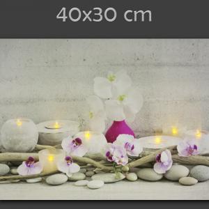 Világító falikép orchidea vagy bambusz mintával, 40×30 cm méretben