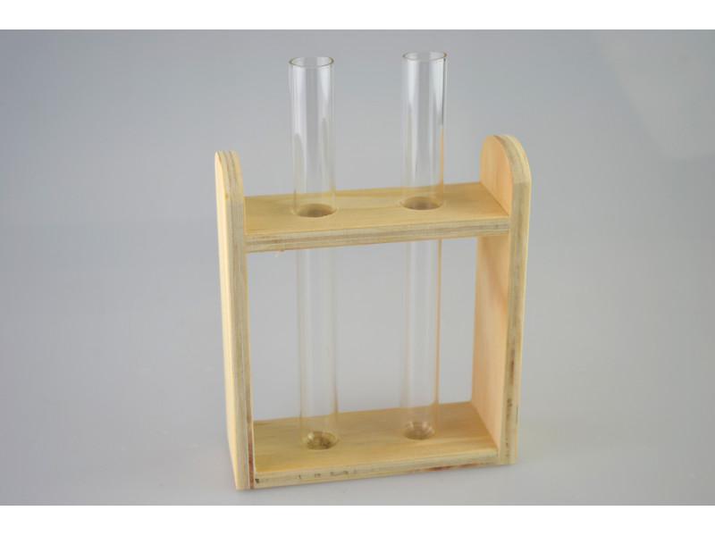 Üveg kémcső fa tartóval
