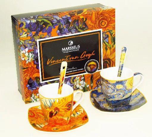 Van Gogh kávés csésze + alátét+ kanál 2 db díszdobozban