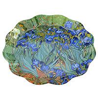 Van Gogh Mandulavirágzás vagy Íriszek hullámos kerek üvegtál - 30 cm