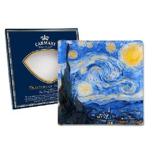 Van Gogh üvegtál 13×13 cm, Csillagos éj vagy Íriszek mintával