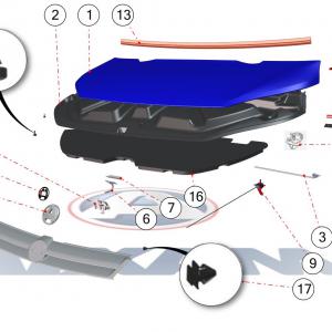 Jobb motorháztetó zsanér Aixam 2013-tól