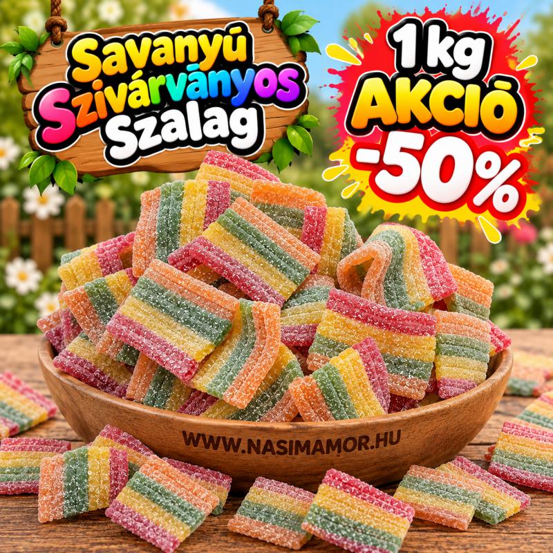 Savanyú szivárványos szalag 1 kg– Szivárványőrület AKCIÓ