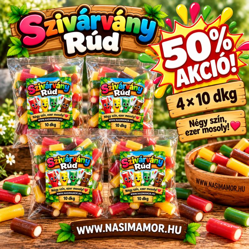 Töltött szivárvány rúd 4×10 dkg – Szivárványőrület 50% AKCIÓ!