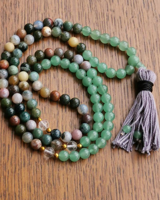 108 szemes Aventurin-Indiai Achát mala