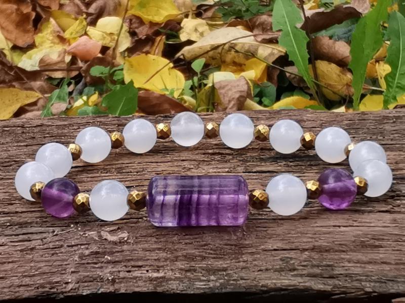 Achát-Fluorit karkötő