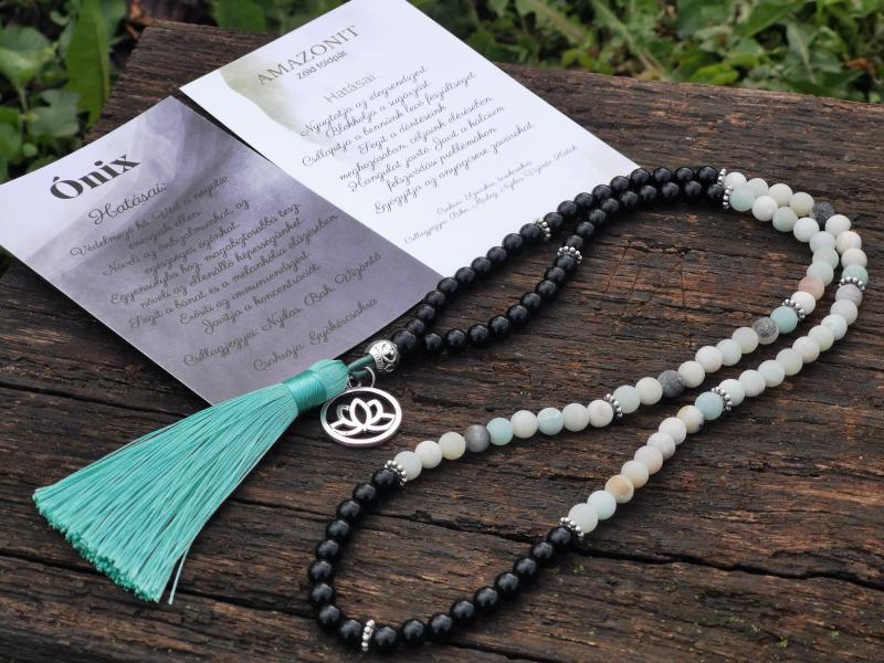 Amazonit-Ónix Mala nyaklánc