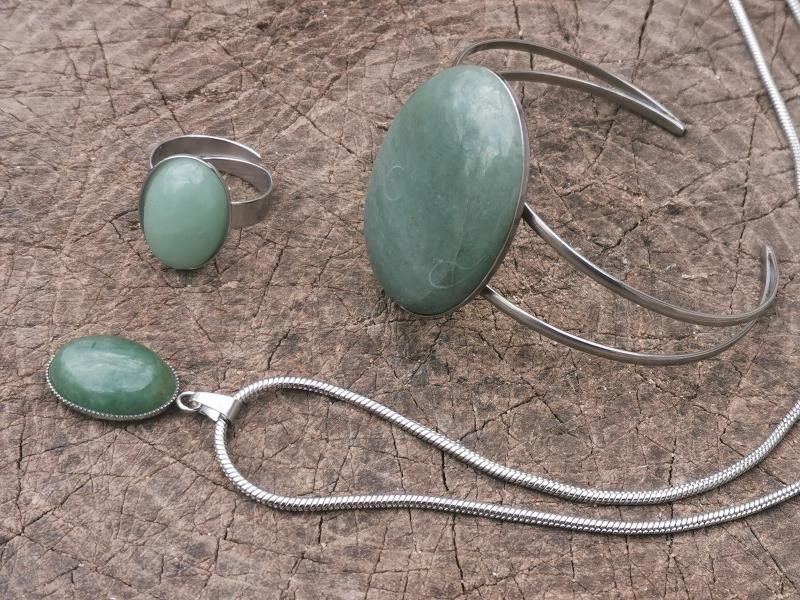 Aventurin nemesacél ékszer szett