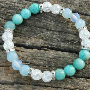 Amazonit-Hegyikristály-Opalit karkötő