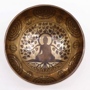 Díszített Tibeti Hangtál - 16cm - Bodhi Fa Buddha