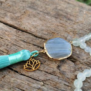 Jáde mala nyaklánc achát medállal