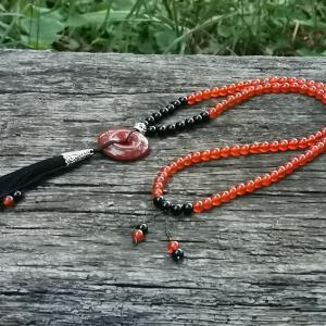 Karneol-Ónix mala nyaklánc