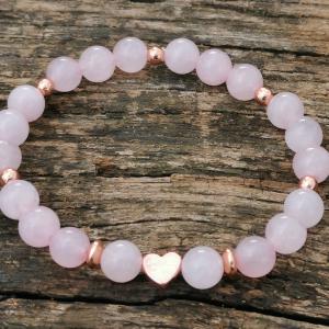 Rózsakvarc ásvány karkötő személyes üzenettel