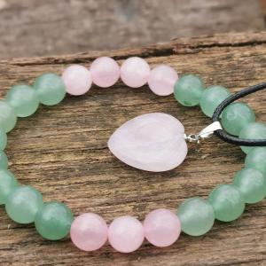 Rózsakvarc - Aventurin szívcsakra szett