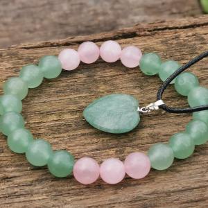 Rózsakvarc - Aventurin szívcsakra szett