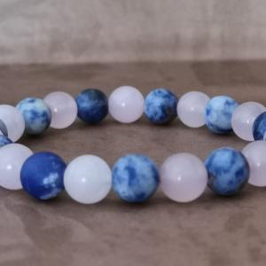 Szodalit-Rózsakvarc-Hematit páros karkötő