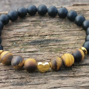 Tigrisszem-Ónix-Rózsakvarc páros karkötő