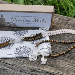 Tigrisszem-Rózsakvarc mala nyaklánc