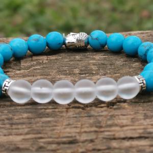Türkíz-Hegyikristály  Buddha karkötő