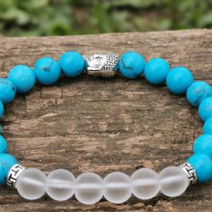 Türkíz-Hegyikristály  Buddha karkötő