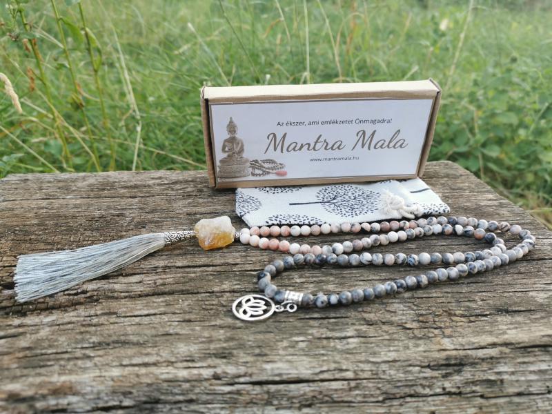 Jáspis-Citrin mala nyaklánc