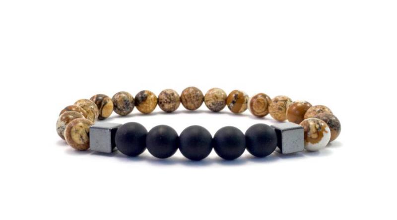 Jáspis-ónix-hematit karkötő