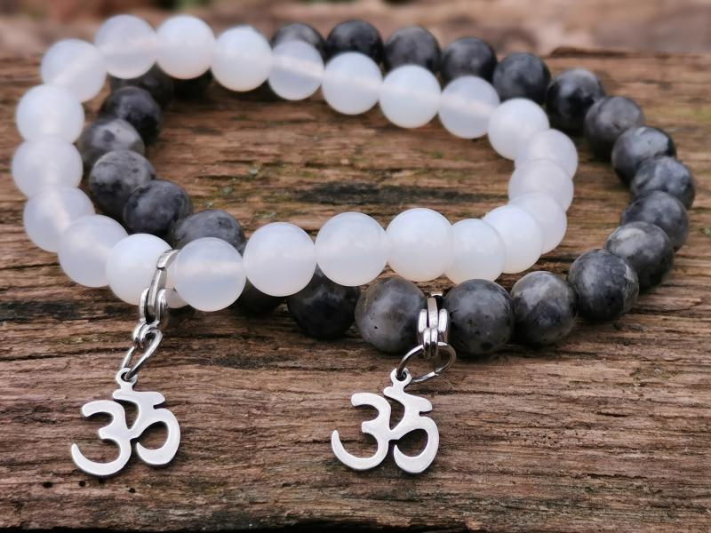 Larvikit-Achát páros ohm karkötő