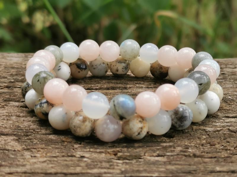 Merlinit-Labradorit-Jáde karkötő szett