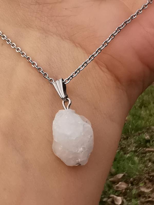 Nyers Hegyikristály nemesacél láncon