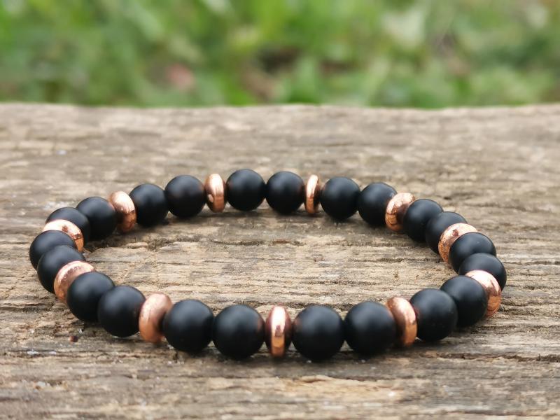 Ónix - Hematit karkötő