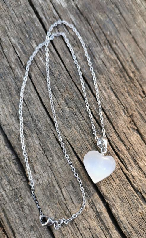 Szelenit szív nemesacél láncon