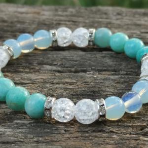 Amazonit-Hegyikristály-Opalit karkötő