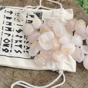 Indiai Rúna Kövek Tasakban- Rózsakvarc