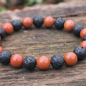 Jáspis-Lávakő karkötő