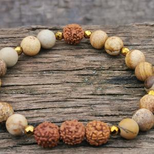 Jáspis-Rudraksha karkötő
