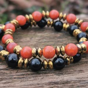 Korall -Ónix  karkötő szett