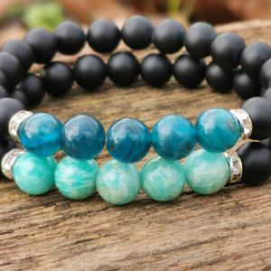 Ónix-Amazonit-Apatit karkötő szett