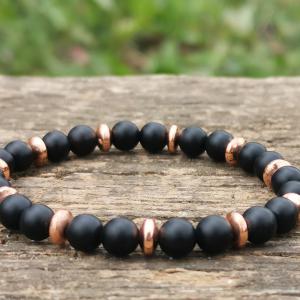 Ónix - Hematit karkötő