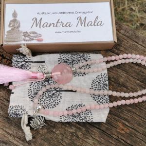 Rózsakvarc lótusz mala nyaklánc