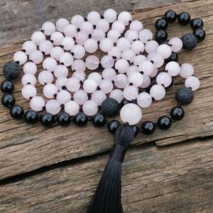 Rózsakvarc-Ónix 108 szemes Mala