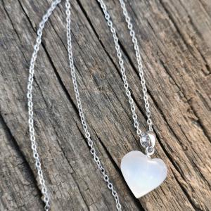 Szelenit szív nemesacél láncon