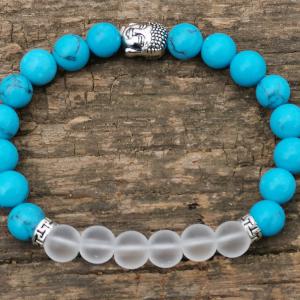 Türkíz-Hegyikristály  Buddha karkötő