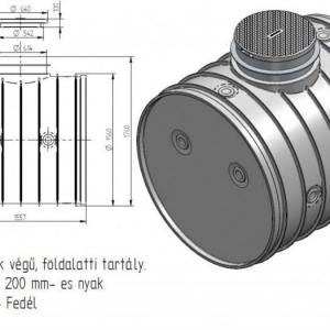 Műanyag tartály fedlappal 2,5m3 1500x1500 álló/fekvő hengeres