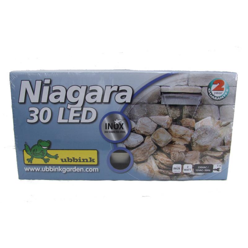 Niagara 30cm INOX vízeséselem +20LED világítással