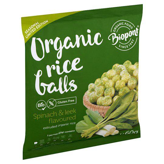 Biopont BIO gluténmentes rizsgolyó spenóttal és póréhagymával 60 g