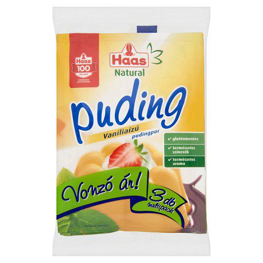 Haas Natural gluténmentes vaníliaízű pudingpor 3 x 40 g