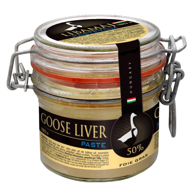 Libamáj pástétom hízott májból, csatos üvegben 180g